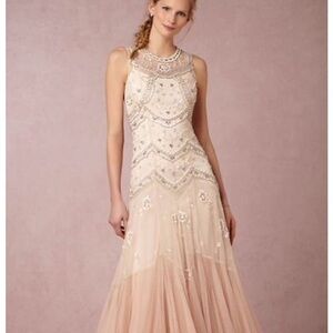 BHLDN Anthropologie Cream/Blush Pink Embellished Special Occasion or Wedding